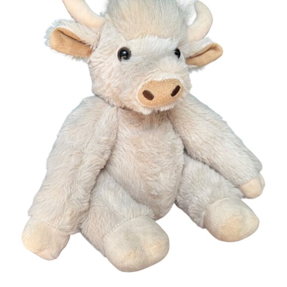 Theorbi Scottish Highland Cow Plush Stuffed Animal Sound Toy 10 inch White Beige - Picture 2 of 6